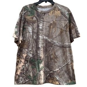RealTree Camo Camouflage Brown Polyester Shirt Men’s Sz L Outdoors Wilderness
